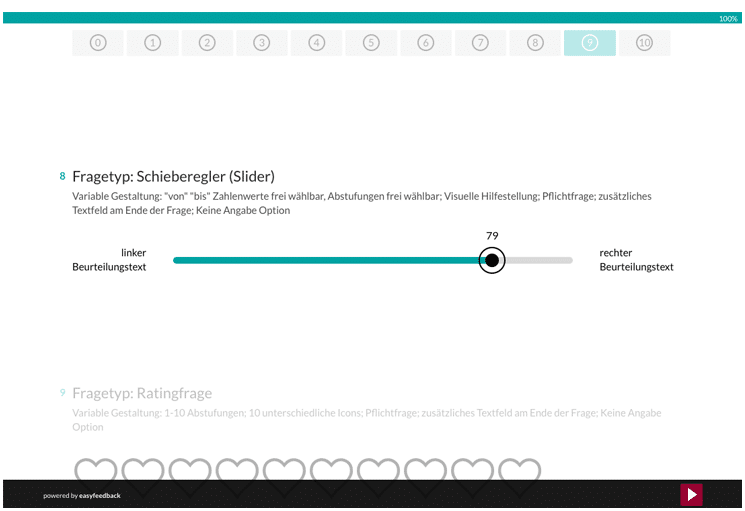 Fragetyp Schieberegler