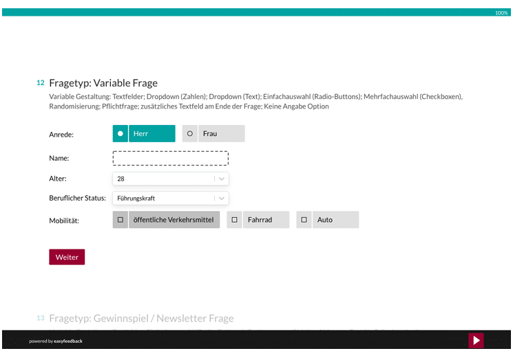Fragetyp Variable Frage