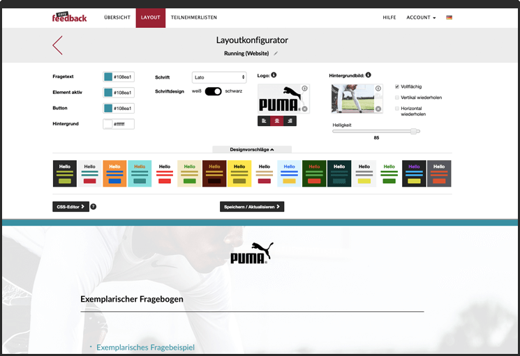 Gestaltung des Umfrage-Designs mit dem Layoutkonfigurator
