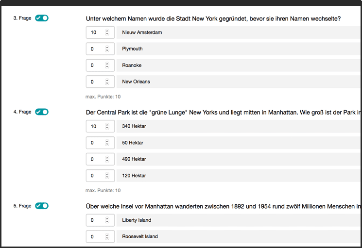 Quiz mit Punktesystem erstellen