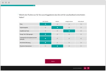 Umfrage-Vorlage: Produktoptimierung