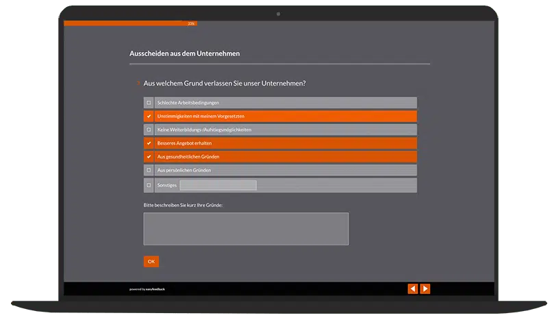 Exit-Gespräch Umfrage-Vorlage