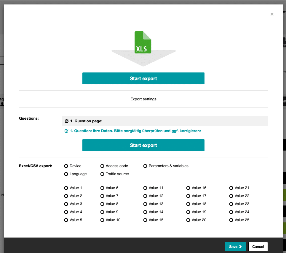 Export your Results of your Questionnaire