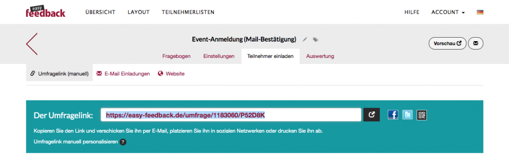 Umfragelink teilen