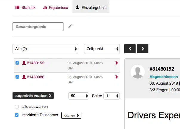 Einzelergebnisse Umfrage
