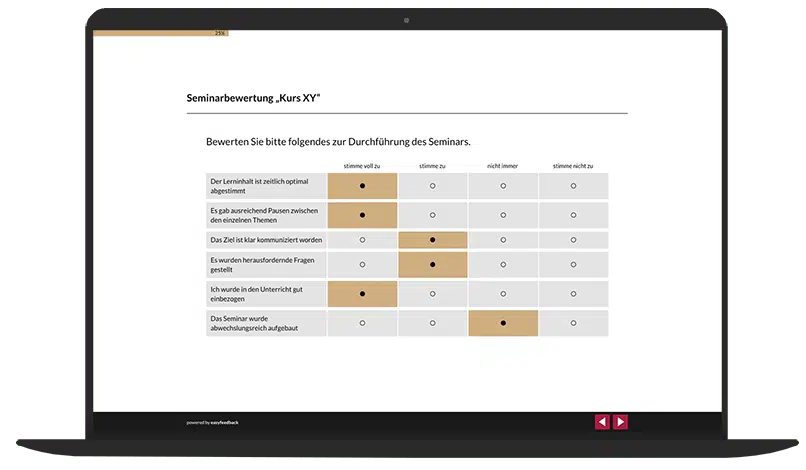 Seminarfeedback Umfrage-Vorlage