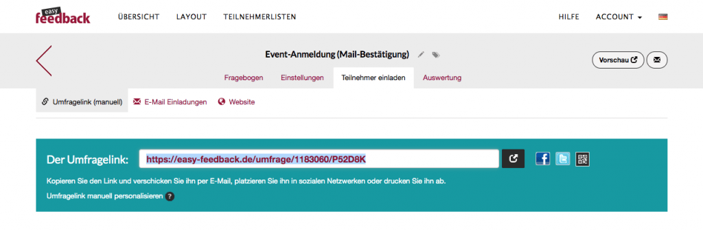 Umfragelink teilen