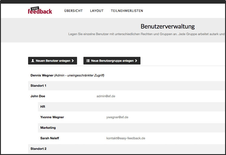 Umfragetool Benutzerverwaltung