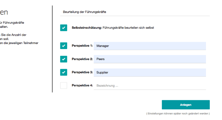 360 Grad Feedback Perspektiven anlegen