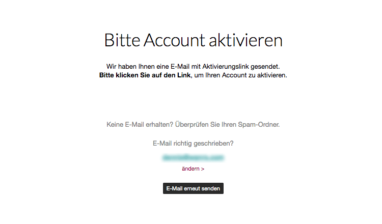 Account aktivierungsbenachrichtigung