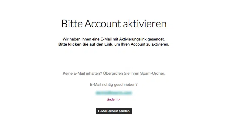 Account aktivierungsbenachrichtigung