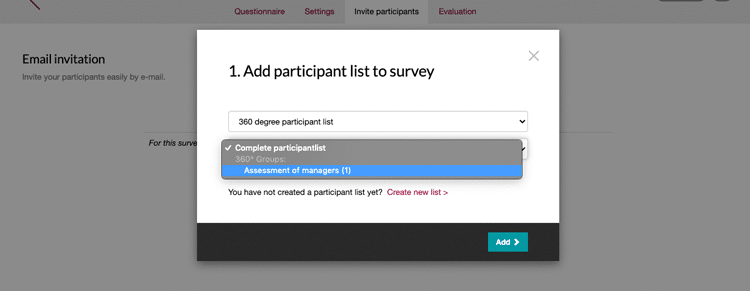 Add participant list to your 360 degree survey