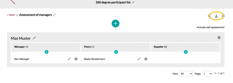 Add the test participants to the individual perspectives of your 360 degree feedback