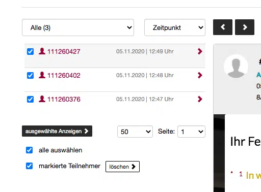 Einzelergebnisse von Teilnehmern löschen