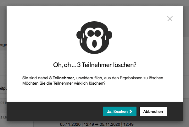 Ergebnisse von Teilnehmer löschen