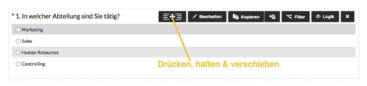 Fragen verschieben per Drag&Drop
