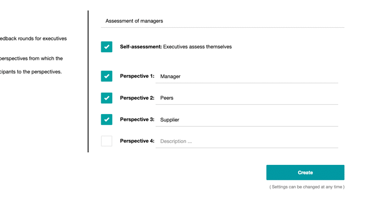 Give each perspective a name and create the 360 degree group
