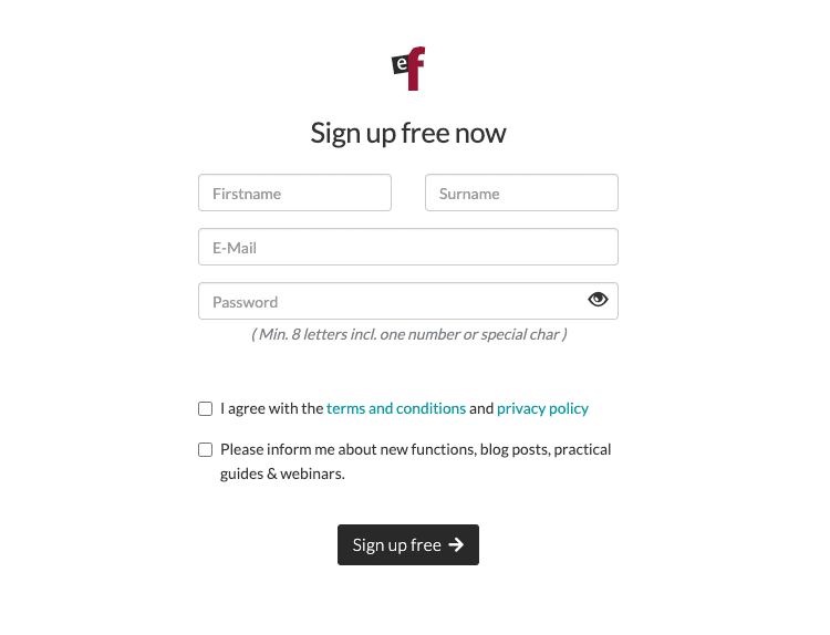 Sign up for easyfeedback