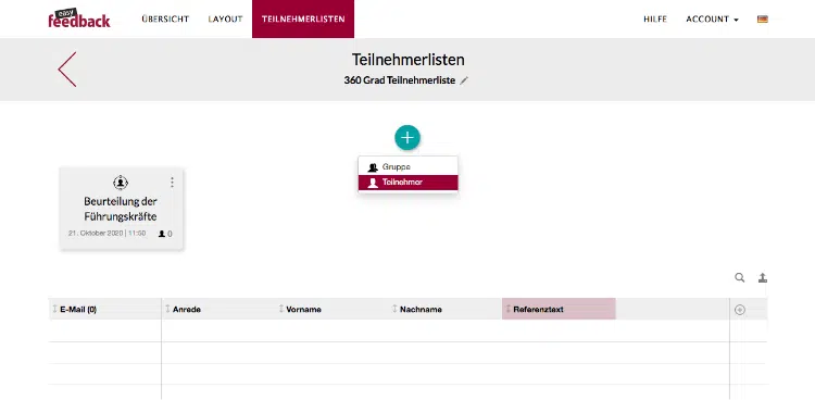 Teilnehmer in Teilnehmerliste anlegen