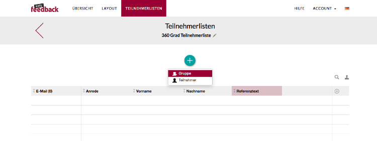 Teilnehmerliste Gruppen erstellen