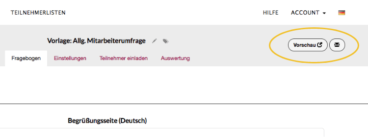 Umfrage in Vorschau testen