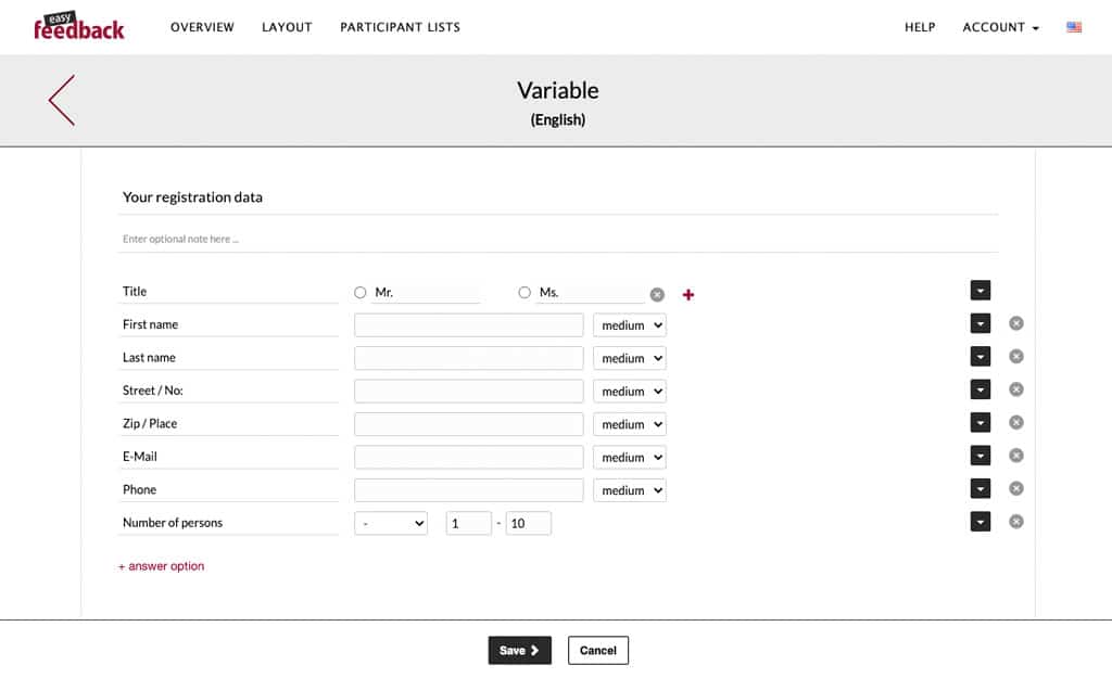 variable question survey tool