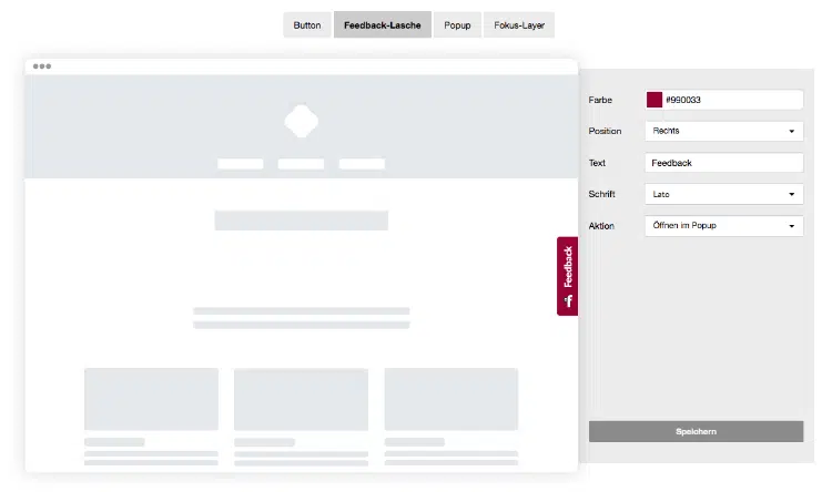 Website Integration: Feedback-Lasche