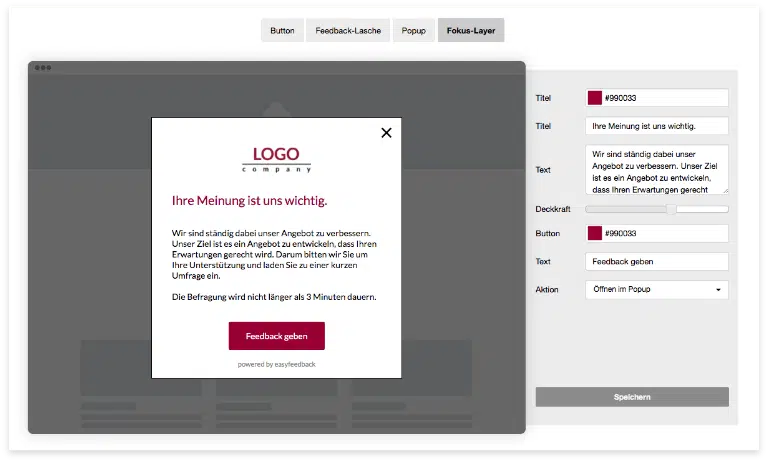 Website Integration: Fokus-Layer