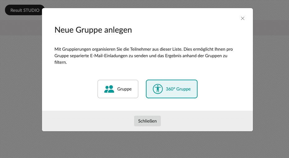 Teilnehmerliste 360 Grad Feedback Gruppen erstellen