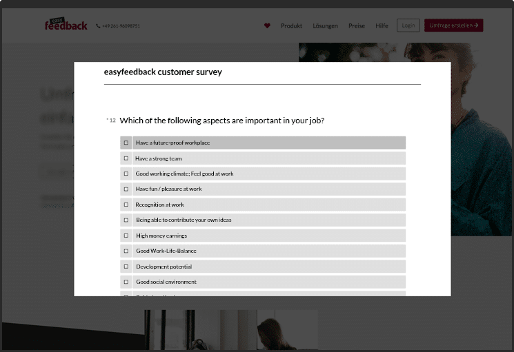 Place survey on the website