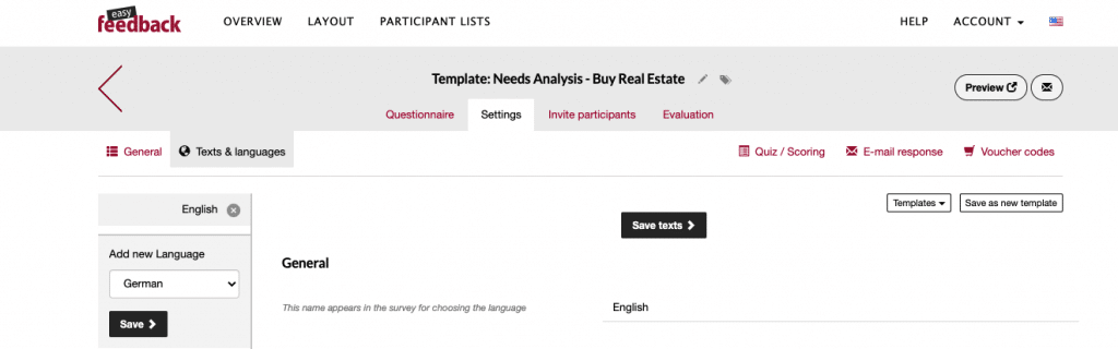 Add new language to the survey_EN