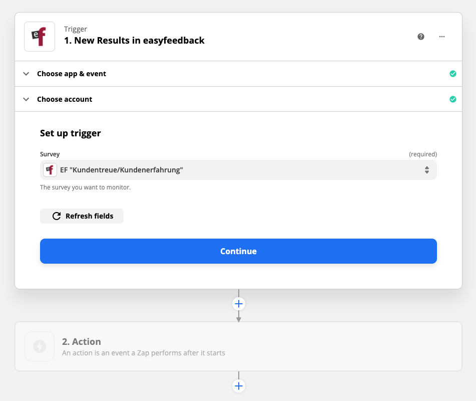 Select the trigger event in Zapier