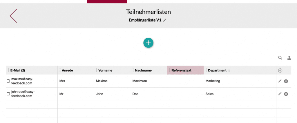Teilnehmerlisten als Basis für die E-Mail-Einladung anlegen