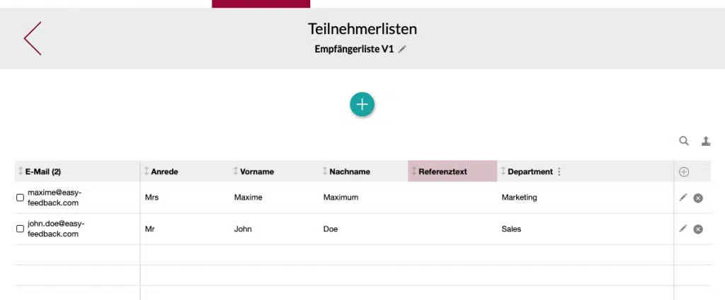 Teilnehmerlisten als Basis für die E-Mail-Einladung anlegen