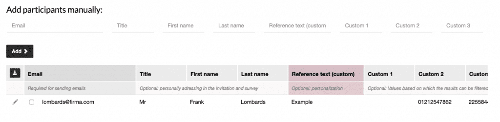 Import participant list in easyfeedback