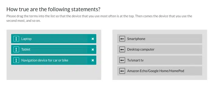 survey sorting list ranking list