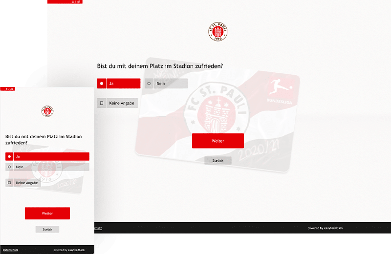 Abfrage zur Besucherzufriedenheit & zum Ticketinteresse der Fans