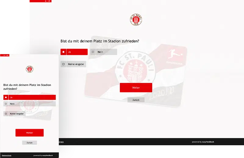 Abfrage zur Besucherzufriedenheit & zum Ticketinteresse der Fans