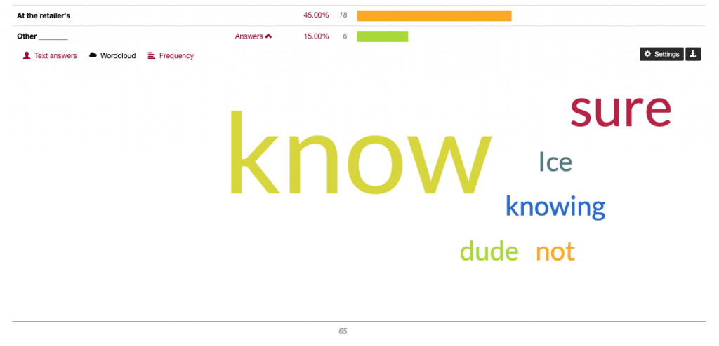 Evaluate survey results show text answers as word cloud