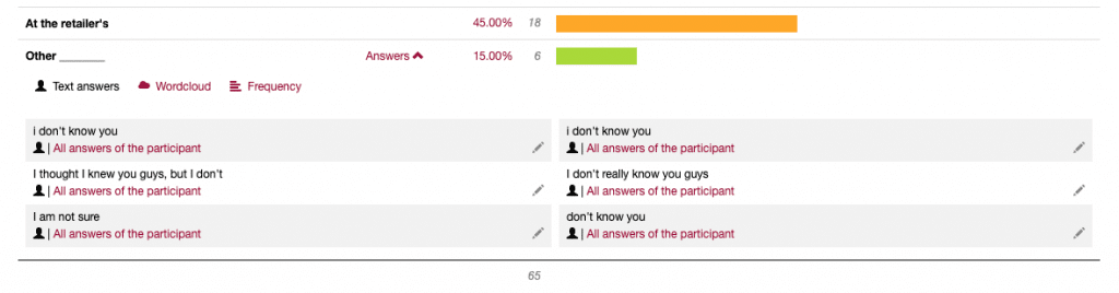 Evaluate survey results with text answers as plain text