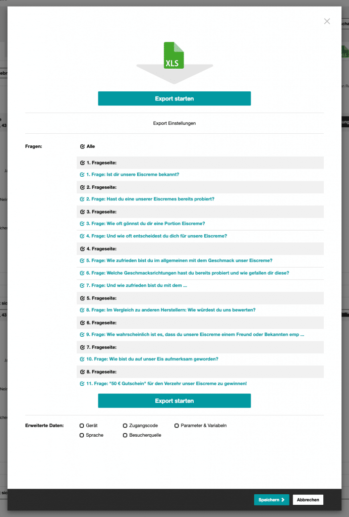 Umfrageergebnisse exportieren