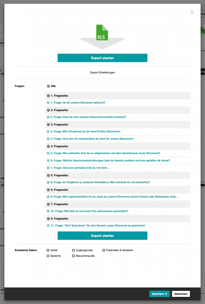 Umfrageergebnisse exportieren