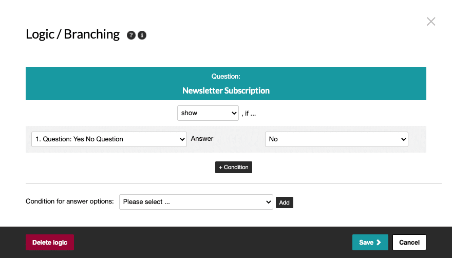 Place logic on the newsletter question