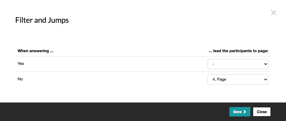 You can set a filter or jump at answer options
