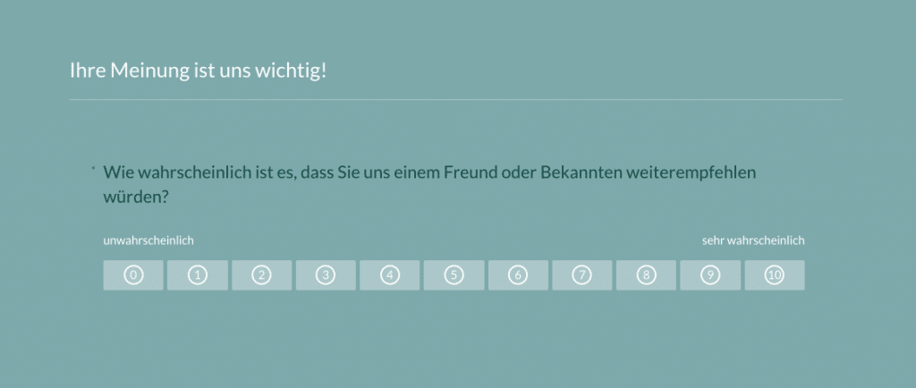 Beispiel für eine NPS-Frage aus einer Umfrage von easyfeedback