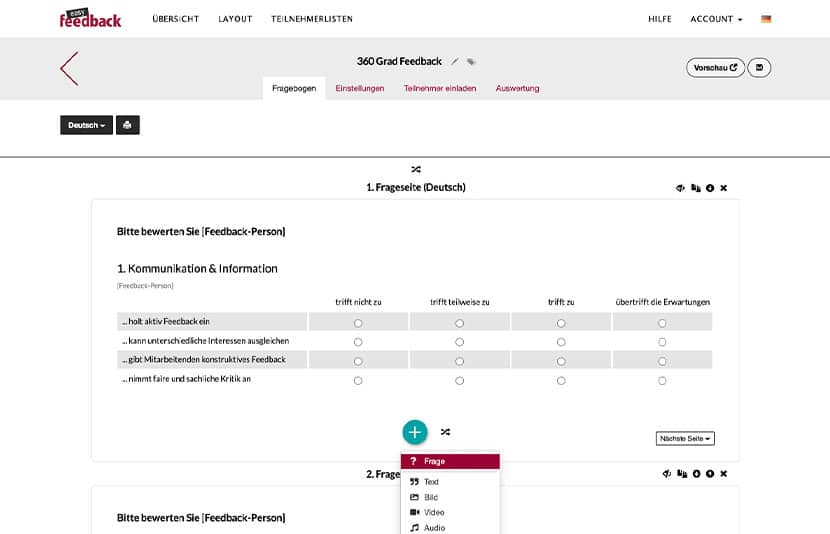 Dank 14 Fragetypen Umfragen individuell gestalten