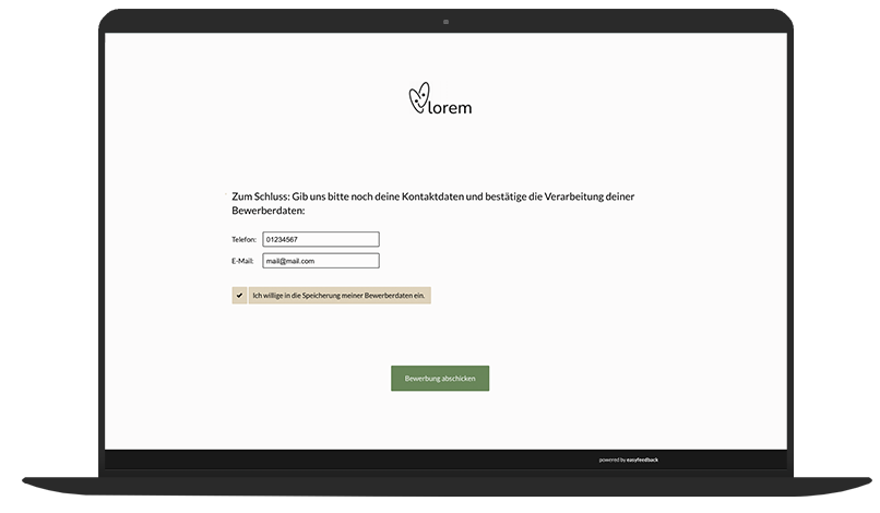 Online-Bewerbungsformular Fragebogen-Vorlage