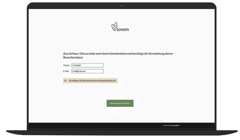 Online-Bewerbungsformular Fragebogen-Vorlage