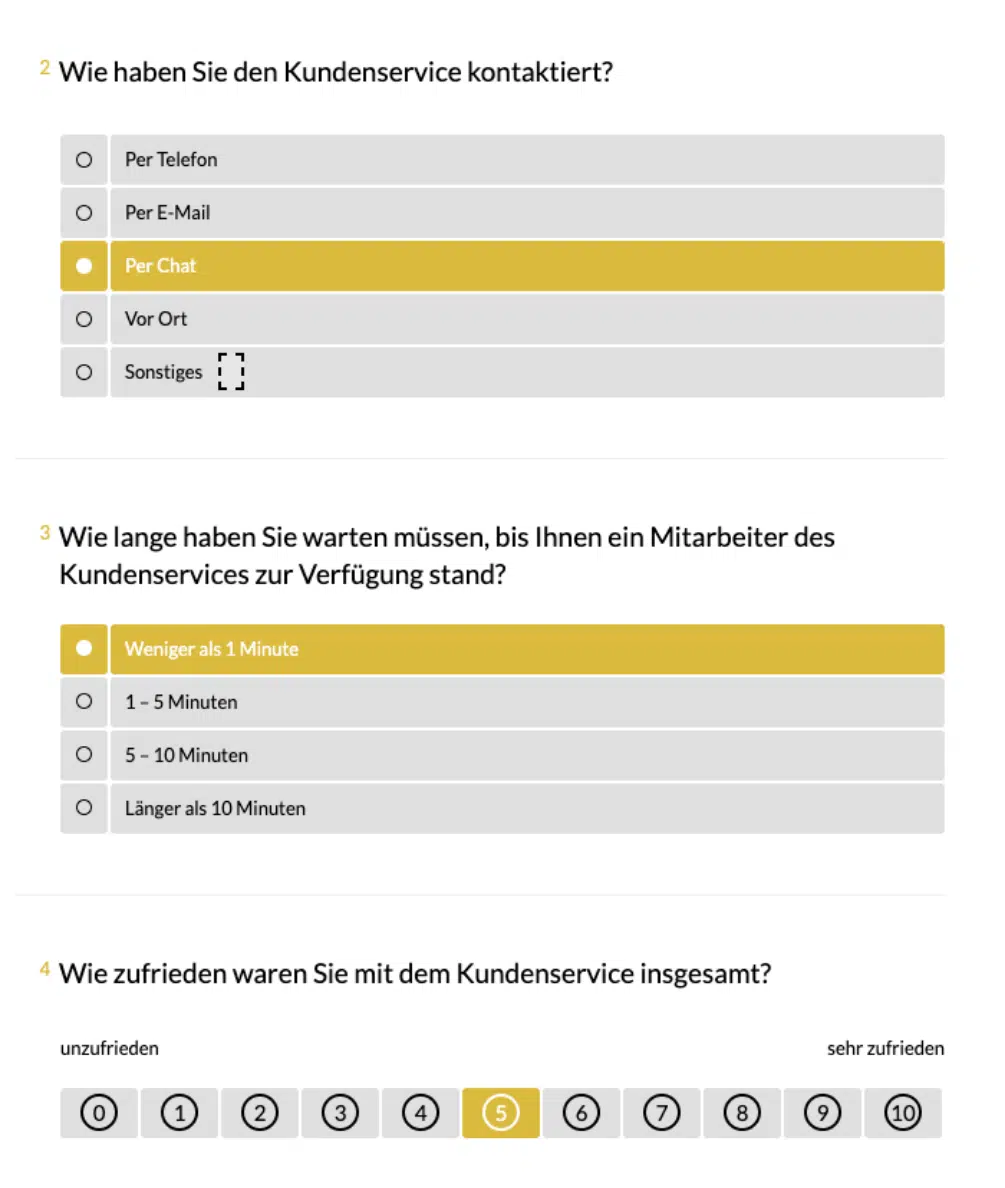 Umfrage zum Kundenservice