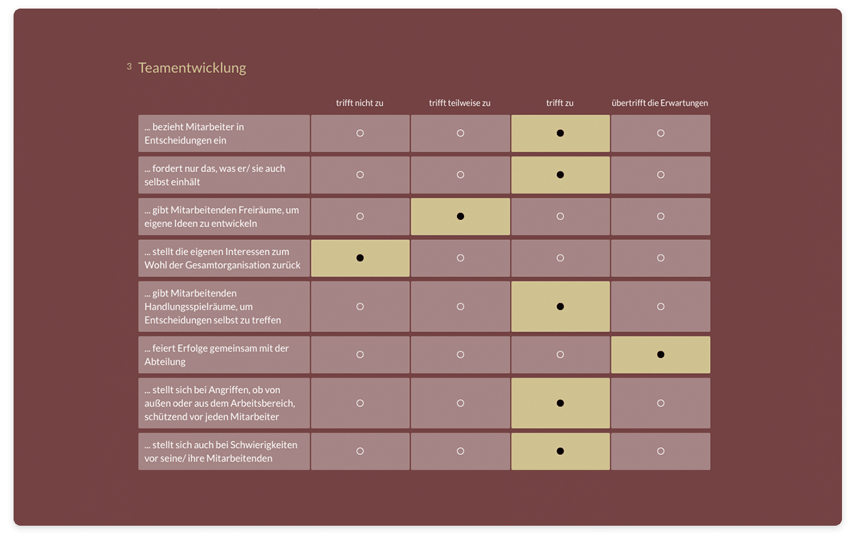 Umfragen Slider 360 Grad Feedback